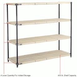 Nexel®, Nexelite®, 4 Tier, Vented Plastic Mat Shelving Unit, 60"W x 21"D x 54"H 27 Nexel®, Nexelite®, 4 Tier, Vented Plastic Mat Shelving Unit, 60"W x 21"D x 54"H -Shelving Sales Store 331480NIN 1wco
