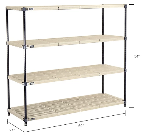 Nexel®, Nexelite®, 4 Tier, Vented Plastic Mat Shelving Unit, 60"W x 21"D x 54"H 16 Nexel®, Nexelite®, 4 Tier, Vented Plastic Mat Shelving Unit, 60"W x 21"D x 54"H - Image 16