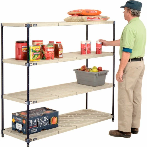 Nexel®, Nexelite®, 4 Tier, Vented Plastic Mat Shelving Unit, 60"W x 18"D x 54"H 3 Nexel®, Nexelite®, 4 Tier, Vented Plastic Mat Shelving Unit, 60"W x 18"D x 54"H - Image 3