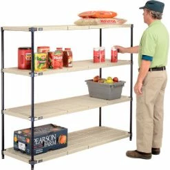 Nexel®, Nexelite®, 4 Tier, Vented Plastic Mat Shelving Unit, 60"W x 21"D x 54"H 18 Nexel®, Nexelite®, 4 Tier, Vented Plastic Mat Shelving Unit, 60"W x 21"D x 54"H -Shelving Sales Store 331480N 02
