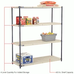 Nexel®, Nexelite®, 4 Tier, Vented Plastic Mat Shelving Unit, 54"W x 21"D x 63"H 27 Nexel®, Nexelite®, 4 Tier, Vented Plastic Mat Shelving Unit, 54"W x 21"D x 63"H -Shelving Sales Store 331485NIN 1wco