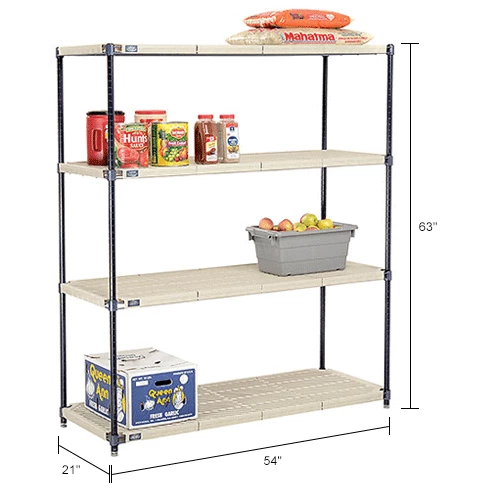 Nexel®, Nexelite®, 4 Tier, Vented Plastic Mat Shelving Unit, 54"W x 21"D x 63"H 16 Nexel®, Nexelite®, 4 Tier, Vented Plastic Mat Shelving Unit, 54"W x 21"D x 63"H - Image 16