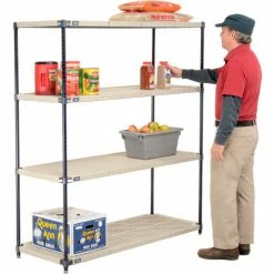 Nexel®, Nexelite®, 4 Tier, Vented Plastic Mat Shelving Unit, 54"W x 21"D x 63"H 18 Nexel®, Nexelite®, 4 Tier, Vented Plastic Mat Shelving Unit, 54"W x 21"D x 63"H -Shelving Sales Store 331485N 02