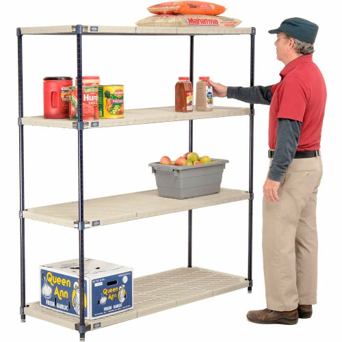 Nexel®, Nexelite®, 4 Tier, Vented Plastic Mat Shelving Unit, 54"W x 21"D x 63"H 3 Nexel®, Nexelite®, 4 Tier, Vented Plastic Mat Shelving Unit, 54"W x 21"D x 63"H - Image 3