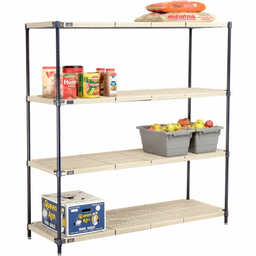 Nexel®, Nexelite®, 4 Tier, Vented Plastic Mat Shelving Unit, 60"W x 21"D x 63"H 1 Nexel®, Nexelite®, 4 Tier, Vented Plastic Mat Shelving Unit, 60"W x 21"D x 63"H