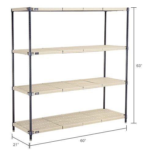 Nexel®, Nexelite®, 4 Tier, Vented Plastic Mat Shelving Unit, 60"W x 21"D x 63"H 16 Nexel®, Nexelite®, 4 Tier, Vented Plastic Mat Shelving Unit, 60"W x 21"D x 63"H - Image 16