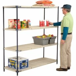 Nexel®, Nexelite®, 4 Tier, Vented Plastic Mat Shelving Unit, 60"W x 21"D x 63"H 18 Nexel®, Nexelite®, 4 Tier, Vented Plastic Mat Shelving Unit, 60"W x 21"D x 63"H -Shelving Sales Store 331486N 02