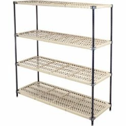 Nexel®, Nexelite®, 4 Tier, Vented Plastic Mat Shelving Unit, 60"W x 21"D x 63"H 19 Nexel®, Nexelite®, 4 Tier, Vented Plastic Mat Shelving Unit, 60"W x 21"D x 63"H -Shelving Sales Store 331486N 03