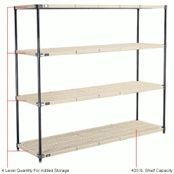 Nexel®, Nexelite®, 4 Tier, Vented Plastic Mat Shelving Unit, 72"W x 21"D x 63"H 27 Nexel®, Nexelite®, 4 Tier, Vented Plastic Mat Shelving Unit, 72"W x 21"D x 63"H -Shelving Sales Store 331487NIN 1wco