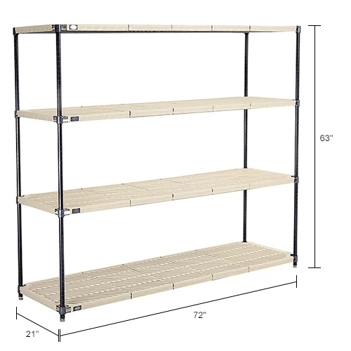 Nexel®, Nexelite®, 4 Tier, Vented Plastic Mat Shelving Unit, 72"W x 21"D x 63"H 16 Nexel®, Nexelite®, 4 Tier, Vented Plastic Mat Shelving Unit, 72"W x 21"D x 63"H - Image 16