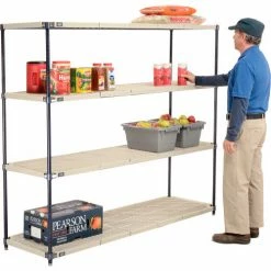 Nexel®, Nexelite®, 4 Tier, Vented Plastic Mat Shelving Unit, 72"W x 24"D x 63"H 13 Nexel®, Nexelite®, 4 Tier, Vented Plastic Mat Shelving Unit, 72"W x 24"D x 63"H -Shelving Sales Store 331487N 02 2