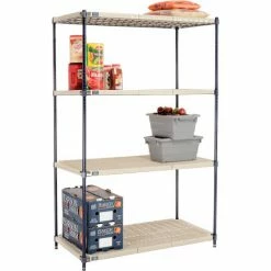 Nexel®, Nexelite®, 4 Tier, Vented Plastic Mat Shelving Unit, 48"W x 24"D x 74"H