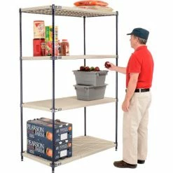 Nexel®, Nexelite®, 4 Tier, Vented Plastic Mat Shelving Unit, 48"W x 24"D x 74"H -Shelving Sales Store 331539N 02