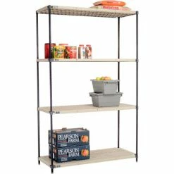 Nexel®, Nexelite®, 4 Tier, Vented Plastic Mat Shelving Unit, 54"W x 18"D x 86"H