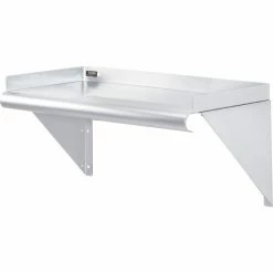 Global Industrial Wall Mount Shelf with 1-1/2" Lip 18 Gauge 430 Stainless Steel 24"W x 12"D