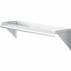 Global Industrial™ Wall Mount Shelf with 1-1/2" Lip 18 Gauge 430 Stainless Steel 48"W x 12"D