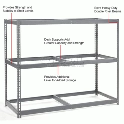 Global Industrial™ Additional Level For Wide Span Rack 60"Wx36"D No Deck 1200 Lb Capacity, Gray -Shelving Sales Store 502404 2wco 4