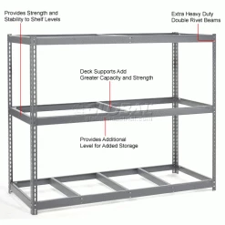 Global Industrial™ Additional Level For Wide Span Rack 96"Wx36"D No Deck 1100 Lb Capacity, Gray -Shelving Sales Store 502437 2wco 2