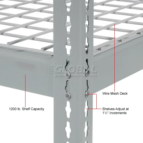 Global Industrial Wide Span Rack 48Wx36Dx84H, 3 Shelves Wire Deck 1200 Lb Cap. Per Level, Gray 14 Global Industrial Wide Span Rack 48Wx36Dx84H, 3 Shelves Wire Deck 1200 Lb Cap. Per Level, Gray - Image 14