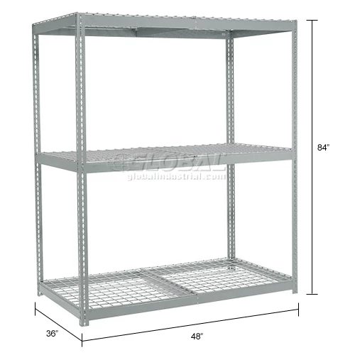 Global Industrial Wide Span Rack 48Wx36Dx84H, 3 Shelves Wire Deck 1200 Lb Cap. Per Level, Gray 17 Global Industrial Wide Span Rack 48Wx36Dx84H, 3 Shelves Wire Deck 1200 Lb Cap. Per Level, Gray - Image 17