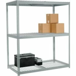 Global Industrial Wide Span Rack 96Wx24Dx96H, 3 Shelves Wire Deck 1100 Lb Cap. Per Level, Gray -Shelving Sales Store 502469 08 4