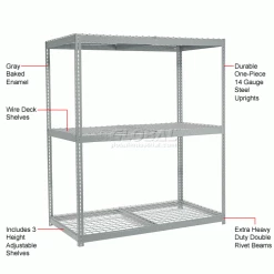 Global Industrial Wide Span Rack 48Wx36Dx84H, 3 Shelves Wire Deck 1200 Lb Cap. Per Level, Gray 29 Global Industrial Wide Span Rack 48Wx36Dx84H, 3 Shelves Wire Deck 1200 Lb Cap. Per Level, Gray -Shelving Sales Store 502469 1wco 5