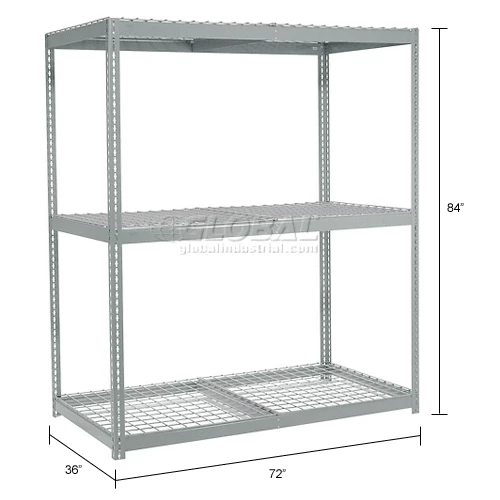 Global Industrial Wide Span Rack 72Wx36Dx84H, 3 Shelves Wire Deck 900 Lb Cap. Per Level, Gray 18 Global Industrial Wide Span Rack 72Wx36Dx84H, 3 Shelves Wire Deck 900 Lb Cap. Per Level, Gray - Image 18