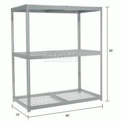 Global Industrial Wide Span Rack 96Wx24Dx96H, 3 Shelves Wire Deck 1100 Lb Cap. Per Level, Gray -Shelving Sales Store 502831 dim