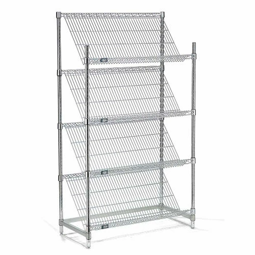 Nexel® Chrome, 4 Tier, Slant Wire Shelving, Starter Unit, 48"W x 18"D x 63"H 1 Nexel® Chrome, 4 Tier, Slant Wire Shelving, Starter Unit, 48"W x 18"D x 63"H