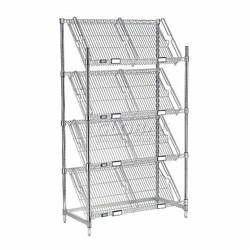 Nexel® Chrome, 4 Tier, Slant Wire Shelving, Starter Unit, 48"W x 24"D x 63"H 2 Nexel® Chrome, 4 Tier, Slant Wire Shelving, Starter Unit, 48"W x 24"D x 63"H - Image 2