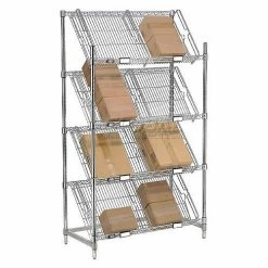 Nexel® Chrome, 4 Tier, Slant Wire Shelving, Starter Unit, 36"W x 18"D x 63"H 18 Nexel® Chrome, 4 Tier, Slant Wire Shelving, Starter Unit, 36"W x 18"D x 63"H -Shelving Sales Store 504100 11 2