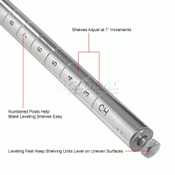 Nexel® Chrome, 5 Tier, Slant Wire Shelving, Starter Unit, 48"W x 18"D x 54"H 28 Nexel® Chrome, 5 Tier, Slant Wire Shelving, Starter Unit, 48"W x 18"D x 54"H -Shelving Sales Store 504100 2wco 3