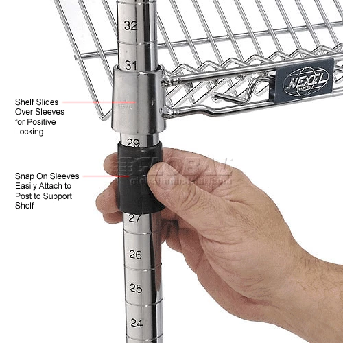 Nexel® Chrome, 4 Tier, Slant Wire Shelving, Starter Unit, 36"W x 18"D x 63"H 12 Nexel® Chrome, 4 Tier, Slant Wire Shelving, Starter Unit, 36"W x 18"D x 63"H - Image 12