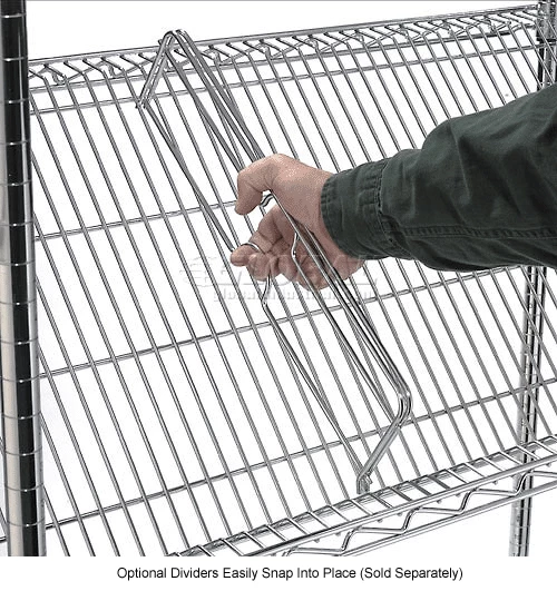 Nexel® Chrome, 5 Tier, Slant Wire Shelving, Starter Unit, 48"W x 24"D x 54"H 14 Nexel® Chrome, 5 Tier, Slant Wire Shelving, Starter Unit, 48"W x 24"D x 54"H - Image 14