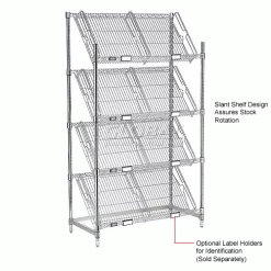 Nexel® Chrome, 4 Tier, Slant Wire Shelving, Starter Unit, 48"W x 18"D x 63"H 30 Nexel® Chrome, 4 Tier, Slant Wire Shelving, Starter Unit, 48"W x 18"D x 63"H -Shelving Sales Store 504100 5wco 1