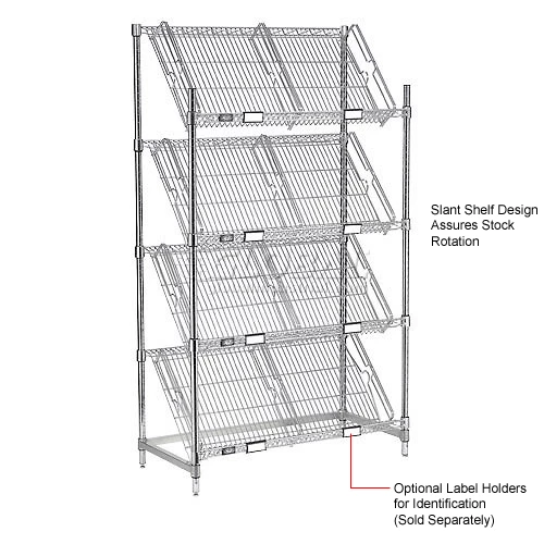 Nexel® Chrome, 4 Tier, Slant Wire Shelving, Starter Unit, 48"W x 24"D x 63"H 15 Nexel® Chrome, 4 Tier, Slant Wire Shelving, Starter Unit, 48"W x 24"D x 63"H - Image 15