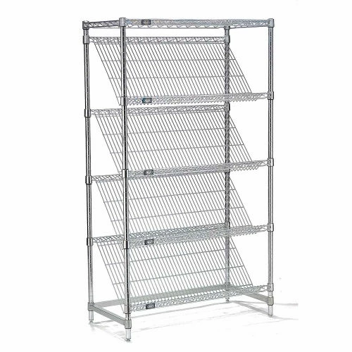 Nexel® Chrome, 5 Tier, Slant Wire Shelving, Starter Unit, 36"W x 18"D x 74"H 1 Nexel® Chrome, 5 Tier, Slant Wire Shelving, Starter Unit, 36"W x 18"D x 74"H