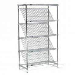 Nexel® Chrome, 5 Tier, Slant Wire Shelving, Starter Unit, 36"W x 24"D x 54"H