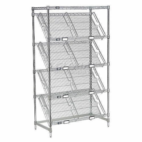 Nexel® Chrome, 5 Tier, Slant Wire Shelving, Starter Unit, 48"W x 24"D x 54"H 2 Nexel® Chrome, 5 Tier, Slant Wire Shelving, Starter Unit, 48"W x 24"D x 54"H - Image 2