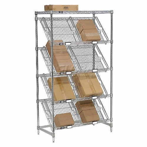 Nexel® Chrome, 5 Tier, Slant Wire Shelving, Starter Unit, 48"W x 18"D x 54"H 3 Nexel® Chrome, 5 Tier, Slant Wire Shelving, Starter Unit, 48"W x 18"D x 54"H - Image 3