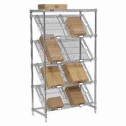 Nexel® Chrome, 5 Tier, Slant Wire Shelving, Starter Unit, 36"W x 18"D x 74"H 19 Nexel® Chrome, 5 Tier, Slant Wire Shelving, Starter Unit, 36"W x 18"D x 74"H -Shelving Sales Store 504124 11 2