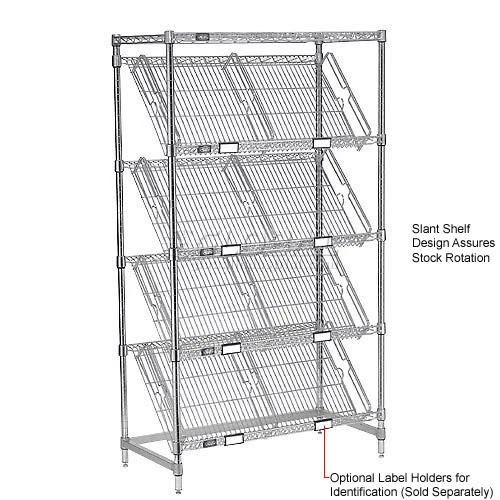 Nexel® Chrome, 5 Tier, Slant Wire Shelving, Starter Unit, 36"W x 24"D x 54"H 16 Nexel® Chrome, 5 Tier, Slant Wire Shelving, Starter Unit, 36"W x 24"D x 54"H - Image 16