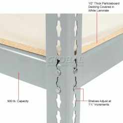 Global Industrial Wide Span Rack 72x24x96, 3 Shelves Deck 900 Lb. Cap Per Level, Gray 45 Global Industrial Wide Span Rack 72x24x96, 3 Shelves Deck 900 Lb. Cap Per Level, Gray -Shelving Sales Store 504219GY 4wco