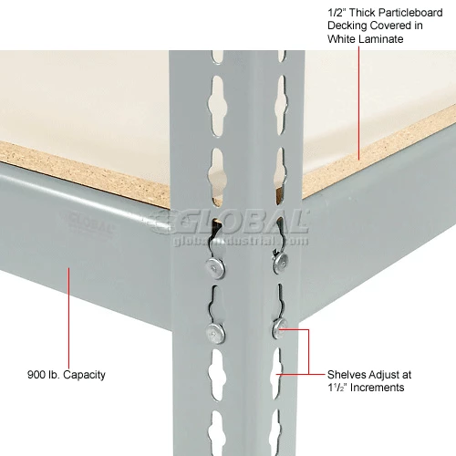 Global Industrial Wide Span Rack 72x24x96, 3 Shelves Deck 900 Lb. Cap Per Level, Gray 21 Global Industrial Wide Span Rack 72x24x96, 3 Shelves Deck 900 Lb. Cap Per Level, Gray - Image 21