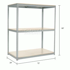 Global Industrial Wide Span Rack 72x24x60, 3 Shelves Deck 900 Lb. Cap Per Level, Gray 48 Global Industrial Wide Span Rack 72x24x60, 3 Shelves Deck 900 Lb. Cap Per Level, Gray -Shelving Sales Store 504613GY dim