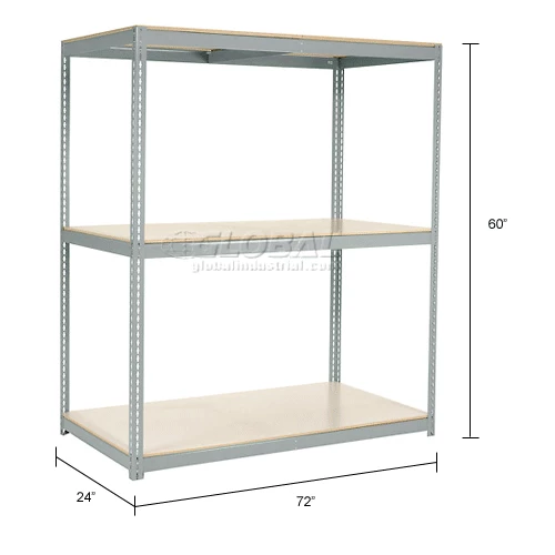 Global Industrial Wide Span Rack 72x24x60, 3 Shelves Deck 900 Lb. Cap Per Level, Gray 24 Global Industrial Wide Span Rack 72x24x60, 3 Shelves Deck 900 Lb. Cap Per Level, Gray - Image 24