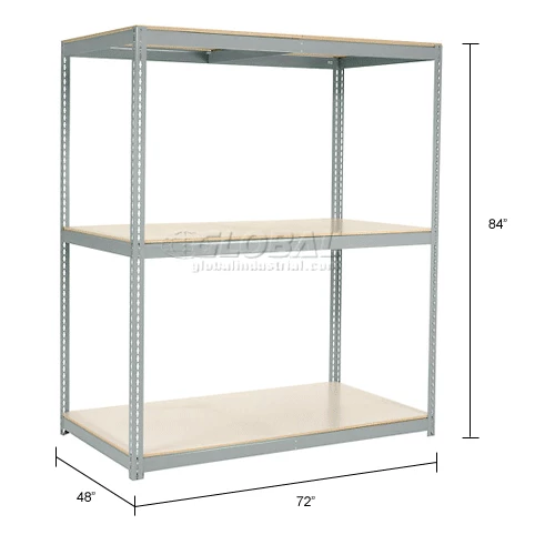 Global Industrial Wide Span Rack 72Wx48Dx84H, 3 Shelves Laminated Deck 900 lb. Per Level, Gray 24 Global Industrial Wide Span Rack 72Wx48Dx84H, 3 Shelves Laminated Deck 900 lb. Per Level, Gray - Image 24