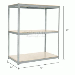 Global Industrial Wide Span Rack 72x24x96, 3 Shelves Deck 900 Lb. Cap Per Level, Gray 48 Global Industrial Wide Span Rack 72x24x96, 3 Shelves Deck 900 Lb. Cap Per Level, Gray -Shelving Sales Store 504644GY dim