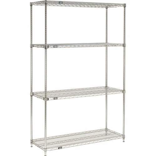 Nexel® Chrome, 4 Tier, Quick Adjust, Wire Shelving Starter Unit, 60"W x 18"D x 86"H 1 Nexel® Chrome, 4 Tier, Quick Adjust, Wire Shelving Starter Unit, 60"W x 18"D x 86"H