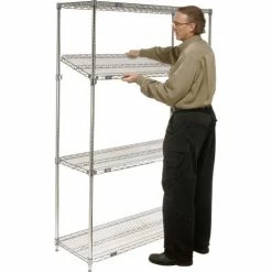 Nexel® Chrome, 4 Tier, Quick Adjust, Wire Shelving Starter Unit, 36"W x 24"D x 74"H 10 Nexel® Chrome, 4 Tier, Quick Adjust, Wire Shelving Starter Unit, 36"W x 24"D x 74"H -Shelving Sales Store 580567 03 3